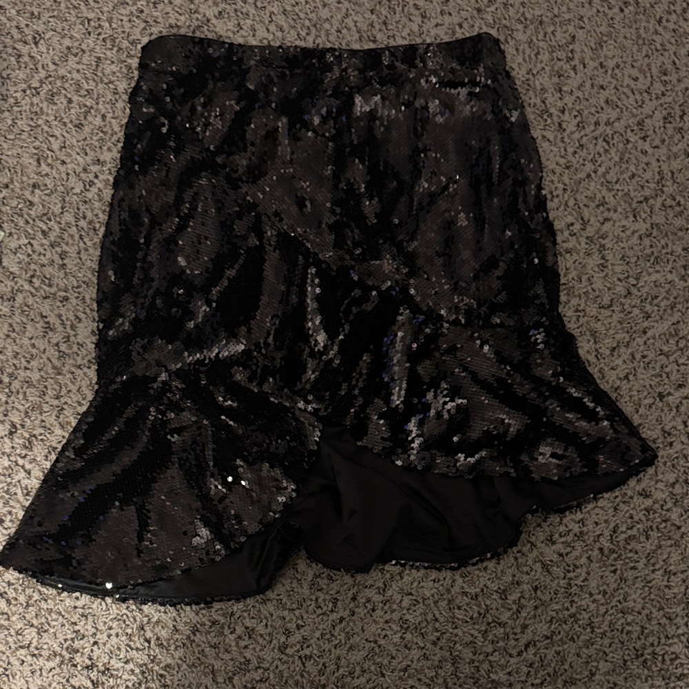Asymmetrical Bardot Black Sequin Women's Skirt